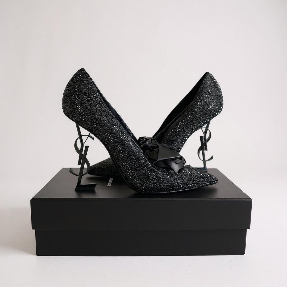 Yves Saint Laurent Black Sculptural Heels